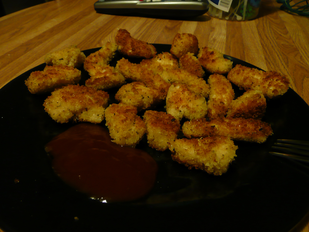Golden chicken nuggets.